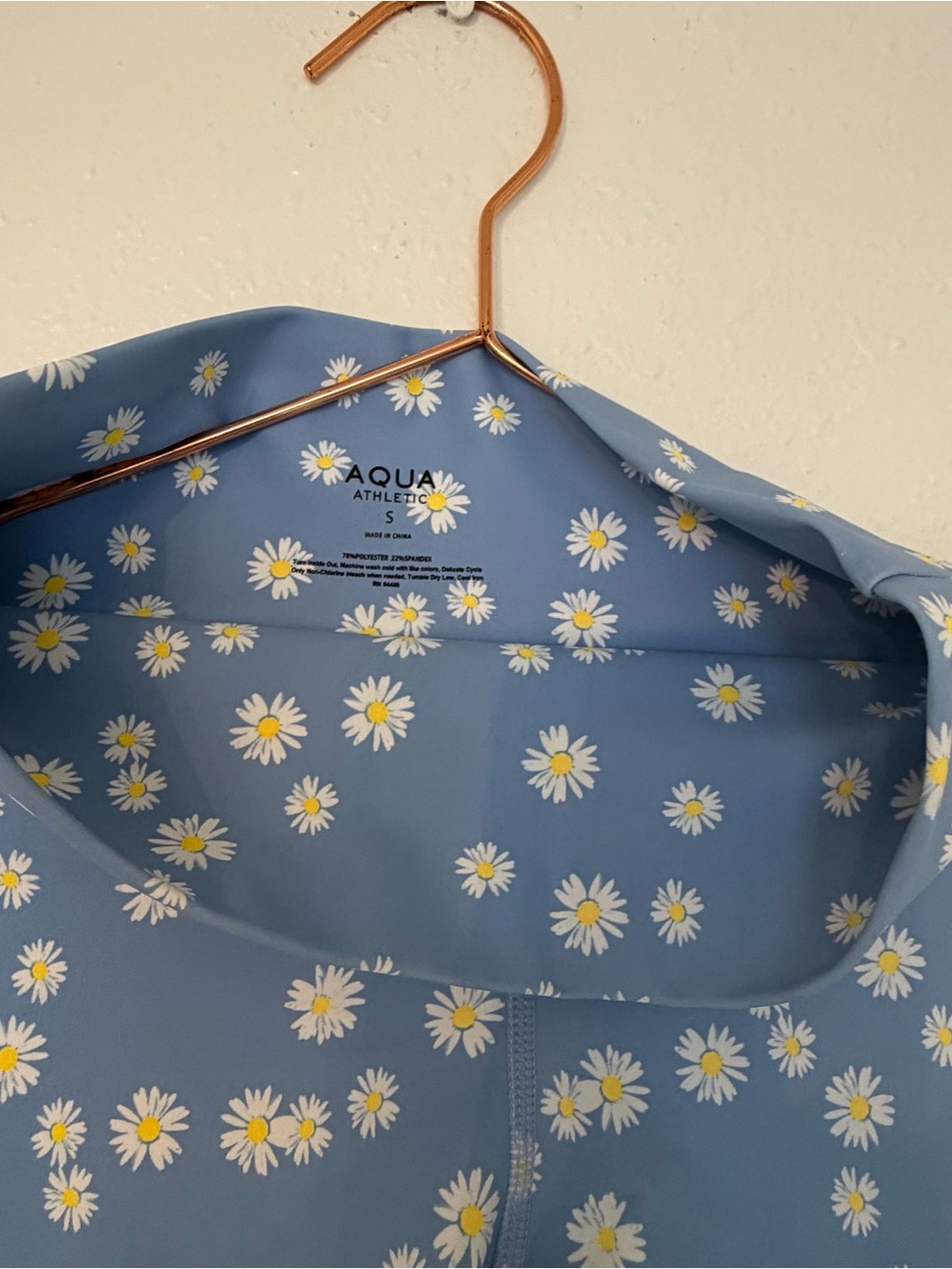 Aqua Light Blue Floral High-Waist Leggings - Picture 3 of 9